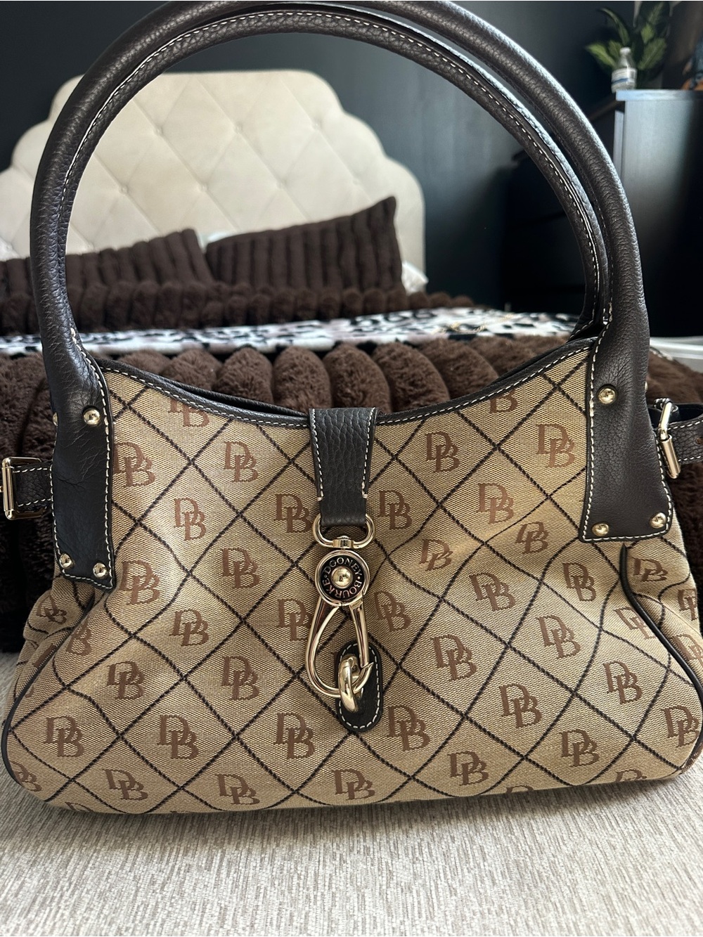 Dooney & Bourke Brown Monogram Satchel Handbag